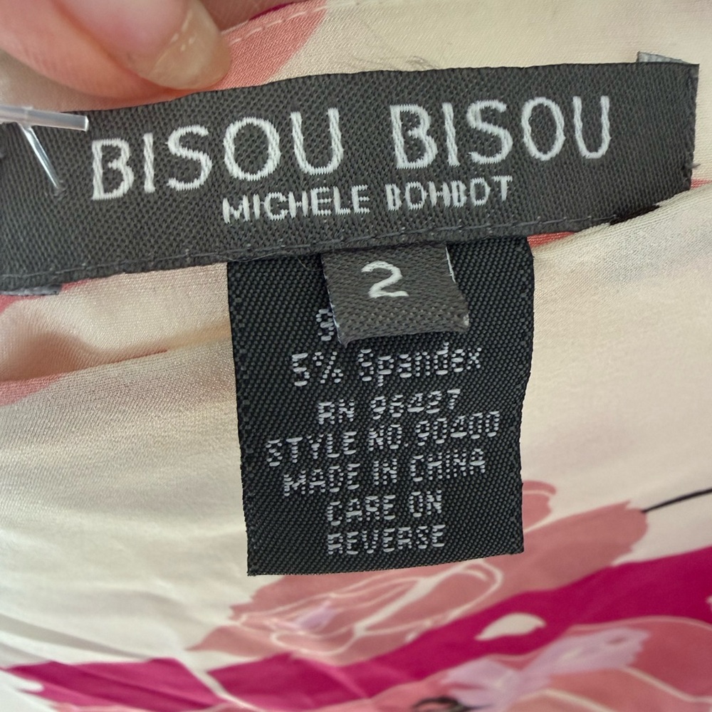 Bisou Bisou Pink and Cream Floral A-Line Skirt - Picture 2 of 5